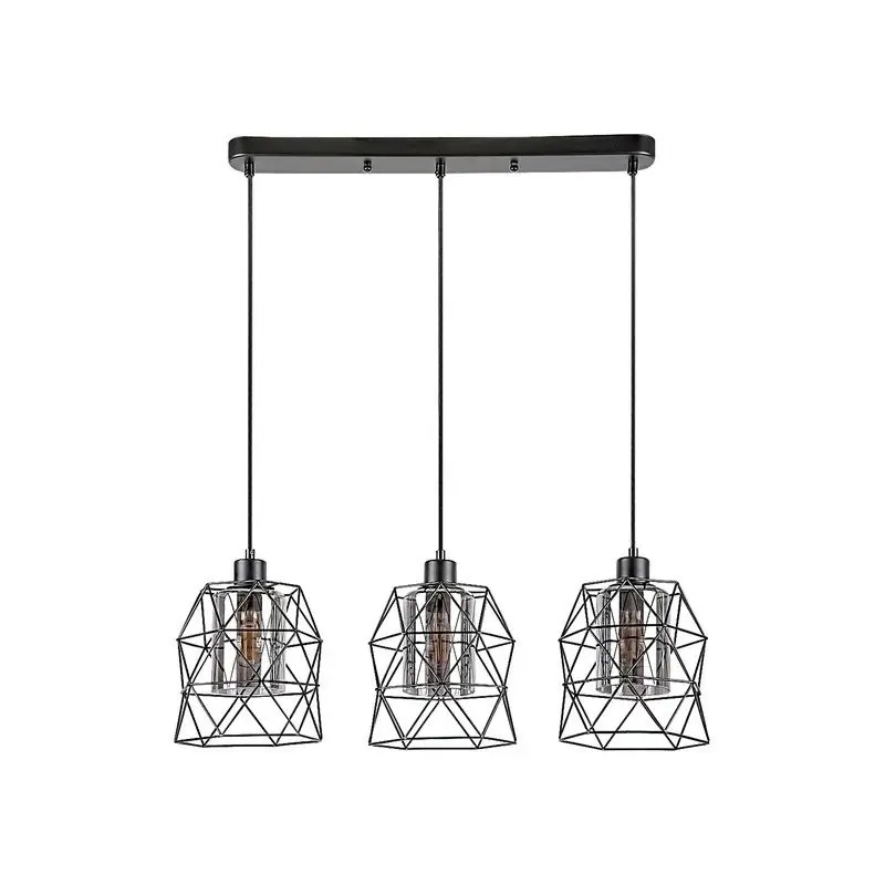 Lampe suspension 3L E27 en verre noir/fumé, modèle Emrys de Rabalux