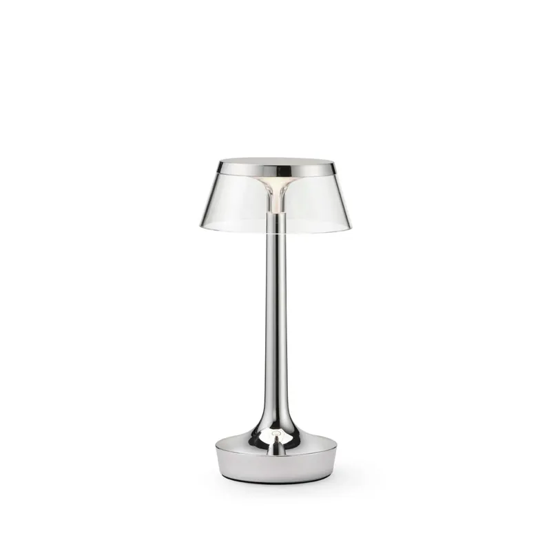 Lampe de table à piles Flos Bon Jour Unplugged en chrome