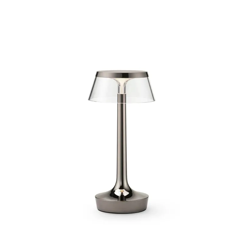 Lampe de table Flos Bon Jour Unplugged à piles en chrome noir