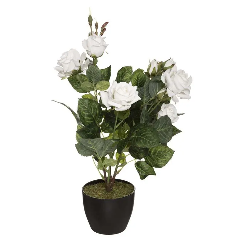 Plante Artificielle Décorative Rosier velours 43cm