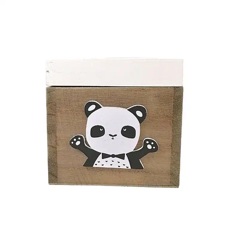 Boîte de Rangement en bois Panda 13x12x13cm