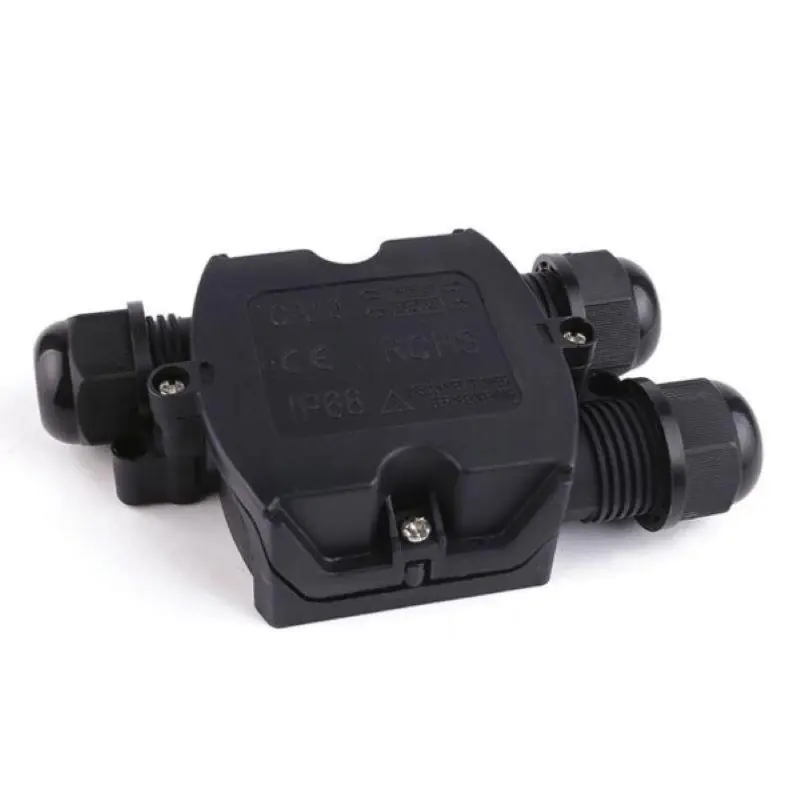 Connecteur étanche avec entrée et 2 sorties IP68 NOIR
