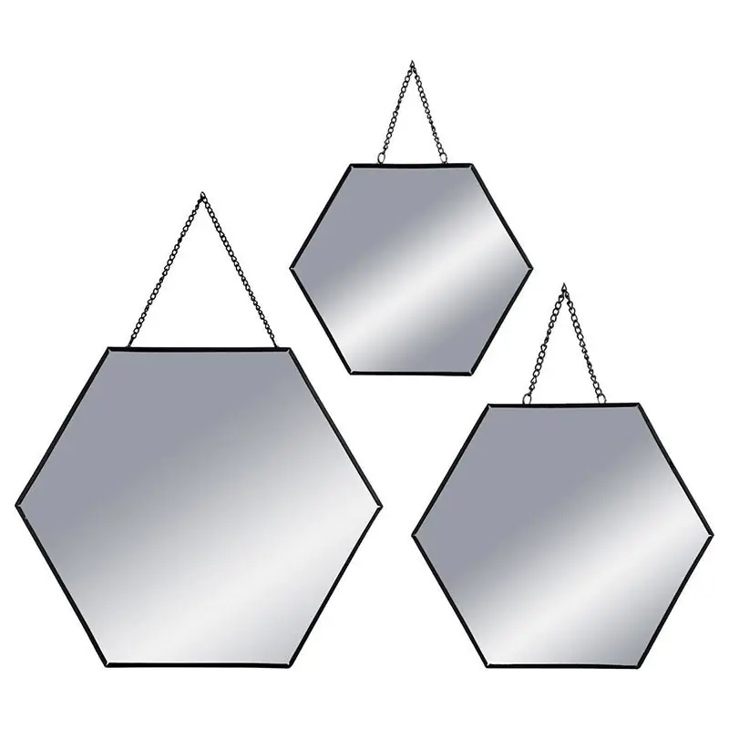 Miroirs Hexagonaux Suspendus Anses en chaîne (Lot de 3)