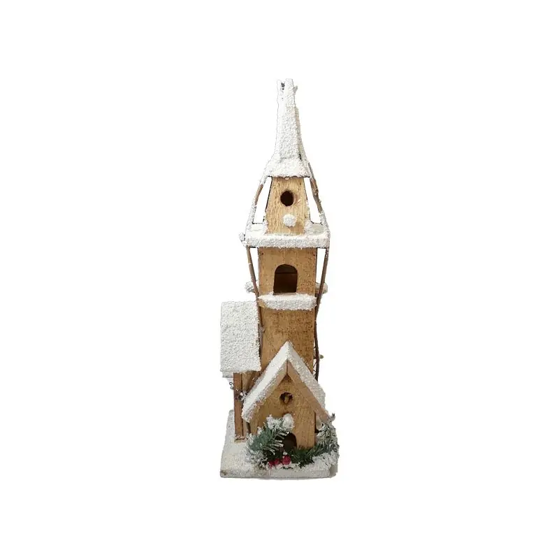 Maison en bois Noël 5LED 12,5 x 10,5 x 40cm