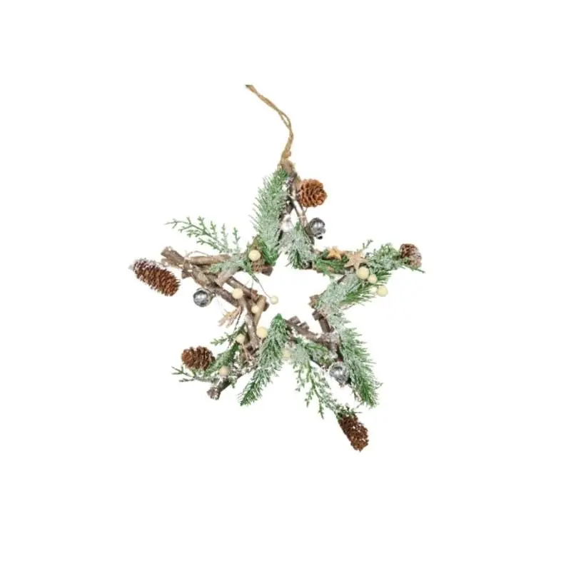 Suspension Noël Etoile houx et pin 25cm