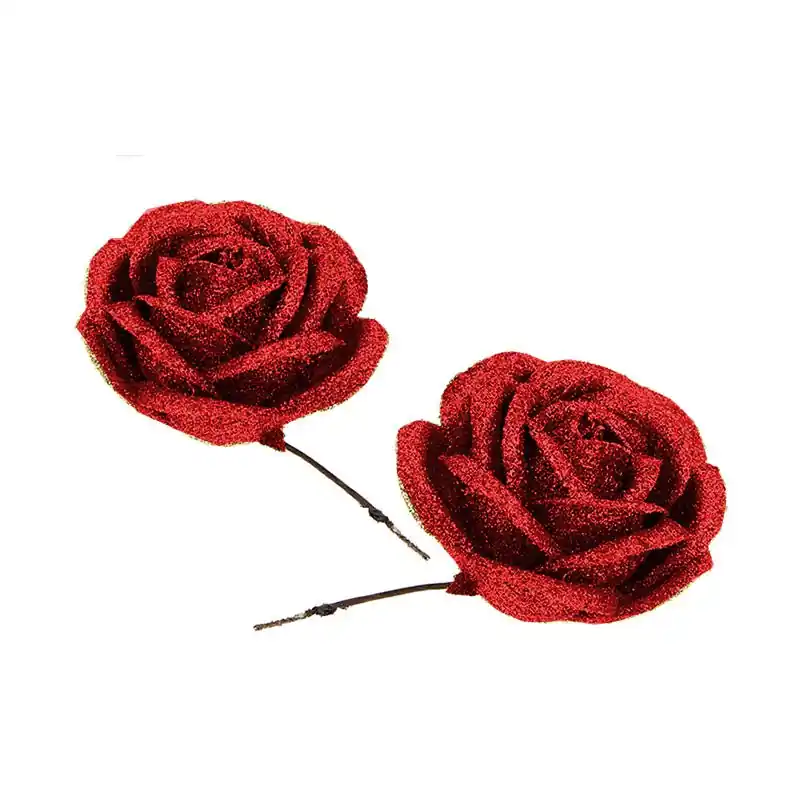 Fleurs artificielles paillettes décoratives - set 2 pcs