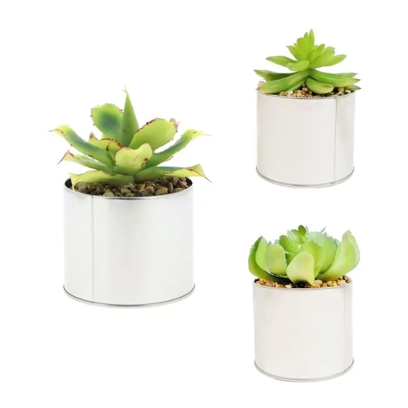 Plante artificielle en pot métallique H. 14cm