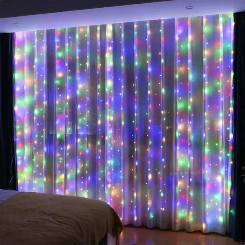 Rideau lumineux 240LED IP44 4M - câble transparent