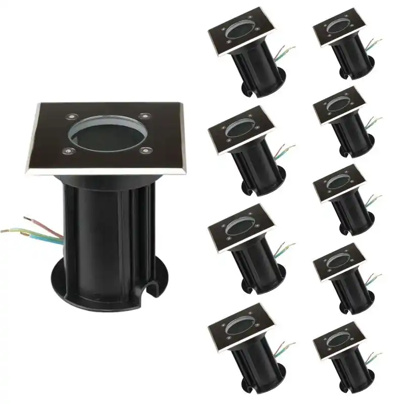 Spot LED Extérieur Encastrable Carré IP65 pour Ampoule GU10