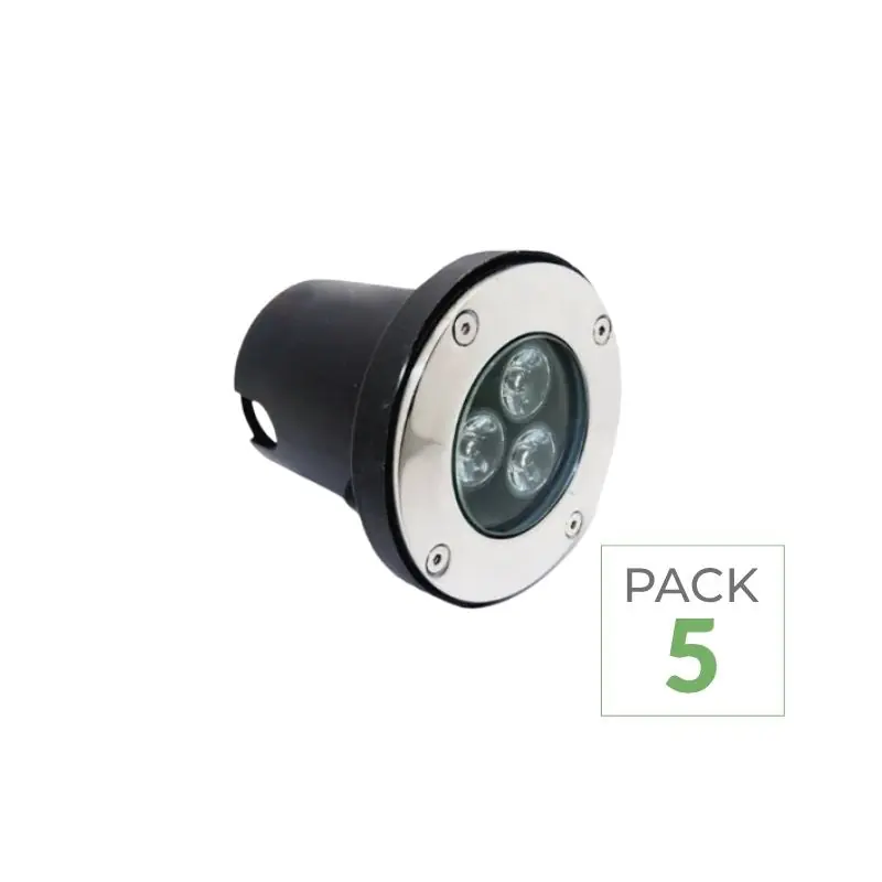 Pack de 5 - Spot LED Encastrable Extérieur IP65 220V Sol 3W 80°