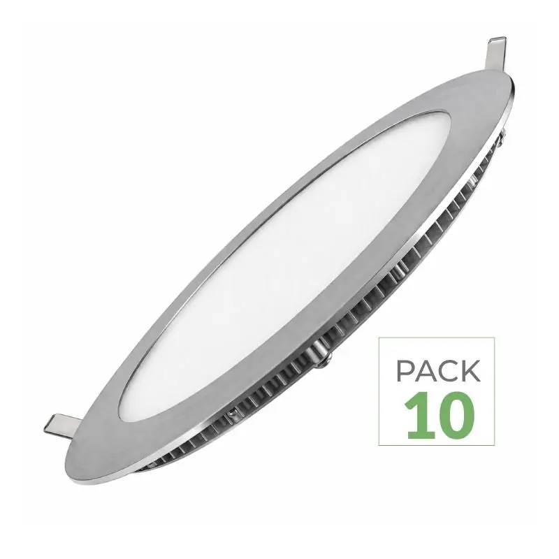 Pack de  10 - Spot LED Extra Plat Downlight Rond 12W ALU