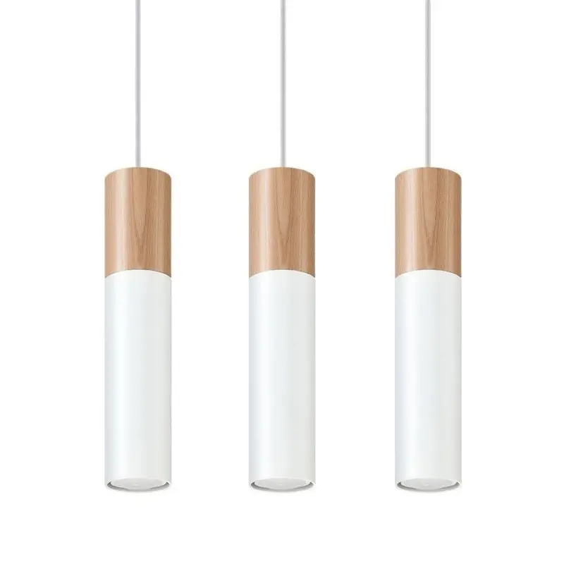 Suspension 3 Lampes Bois pour Ampoule GU10