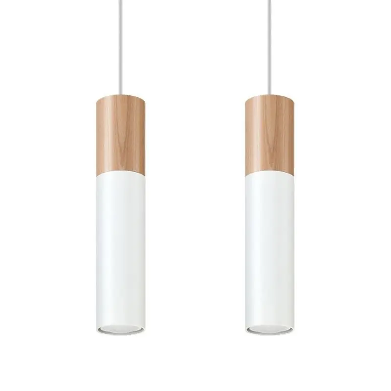 Suspension 2 Lampes Bois pour Ampoule GU10