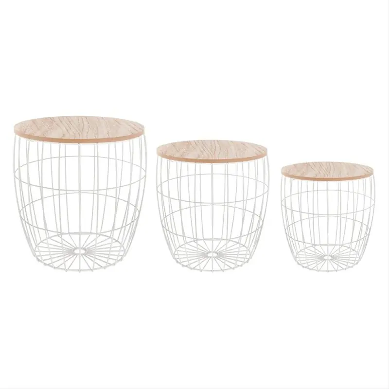 Lot de 3 Tables Bout de Canapé Rond Géométrique