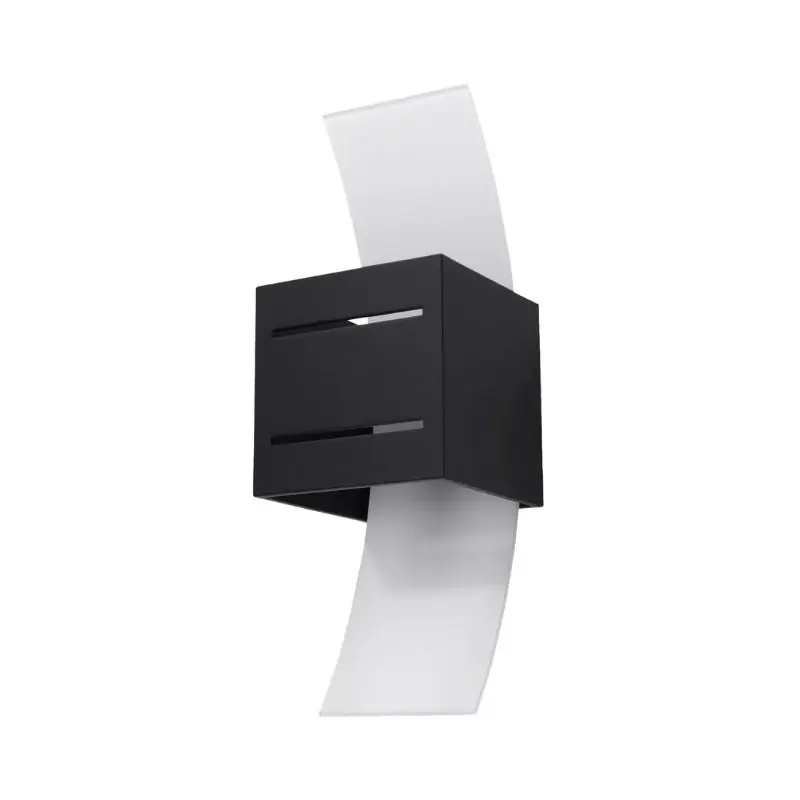 Applique Murale Carré Noir avec Plaque en Verre pour Ampoule G9