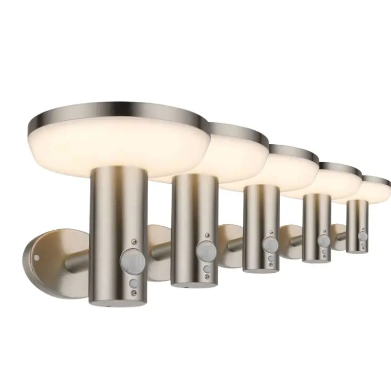 Pack de 5 - Applique Solaire LED Murale 4.4W IP44 Rond avec Détecteur Aluminium