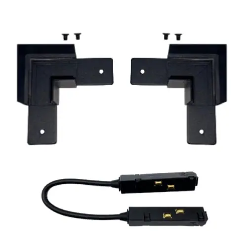 Connecteur Angle 90° pour Rail Magnétique en Saillie Noir + Connecteur Souple