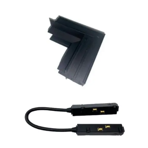 Connecteur Angle Rentrant Pour Rail Magnétique Encastré Noir + Connecteur Souple