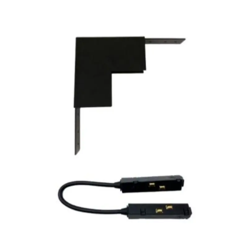 Connecteur Angle Rentrant pour Rail Magnétique en Saillie Noir + Connecteur Souple