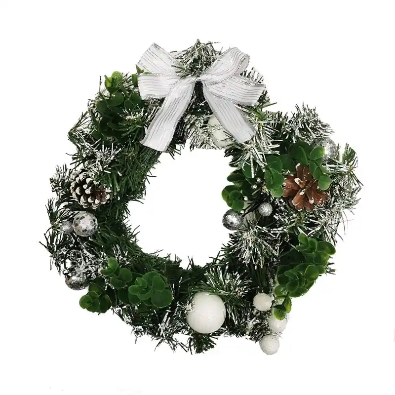 Couronne de Noël avec Noeuds 14cm ARGENT