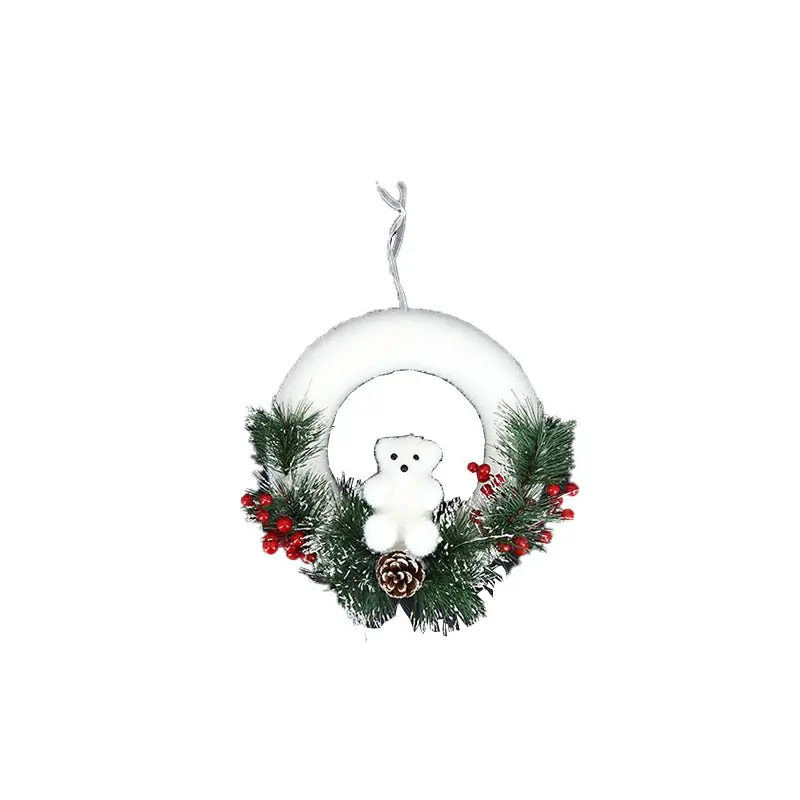 Couronne de Noël Blanche Ours Polaire 27cm