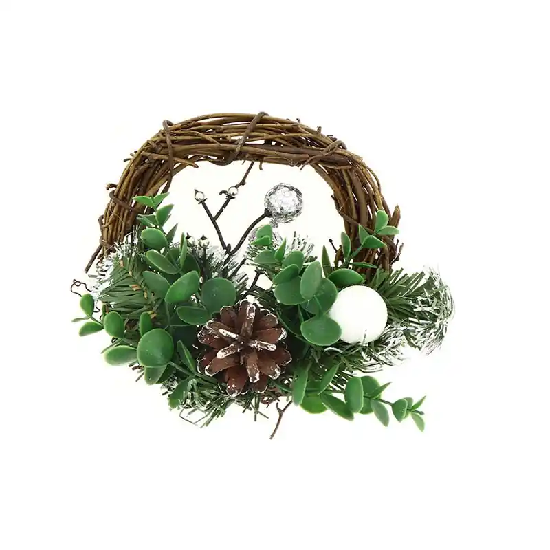 Couronne de Noël en bois 20cm BLANC