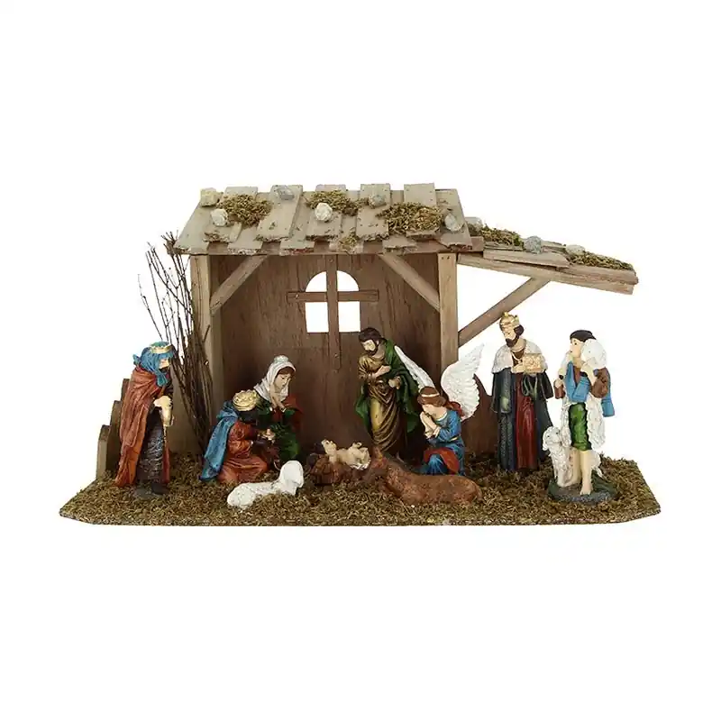 Crèche de Noël 10 santons en résine L.60cm