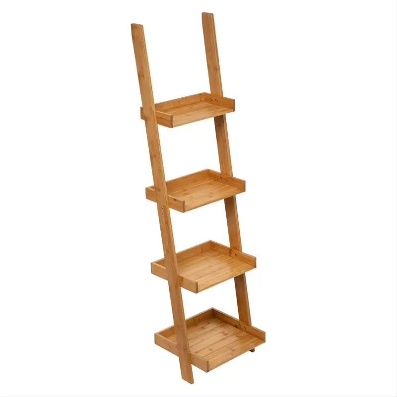 Etagère Echelle Bambou 4 Niveaux 38x33x146 cm