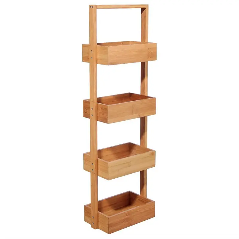 Etagère en Bambou Naturel 4 Niveaux 28x16x88 cm