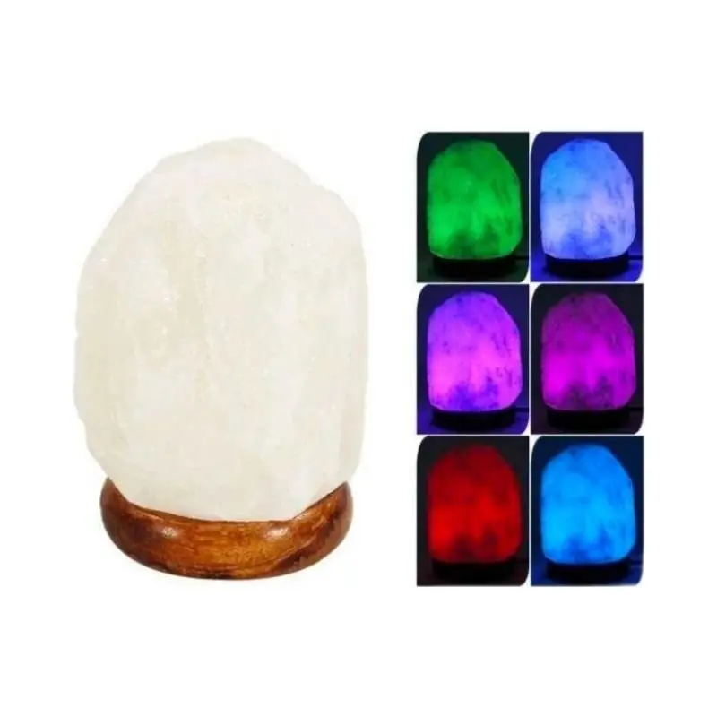 Lampe de sel Blanc 11cm USB avec LED Multicouleurs