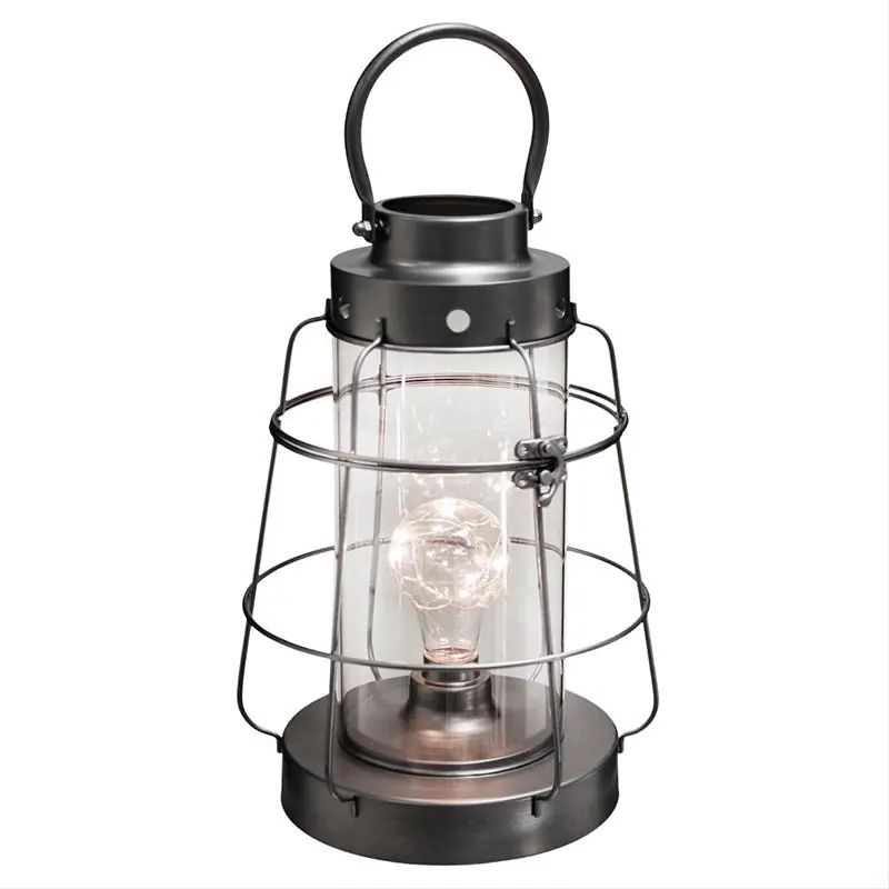Lanterne LED en Métal et Verre 30cm - Noir