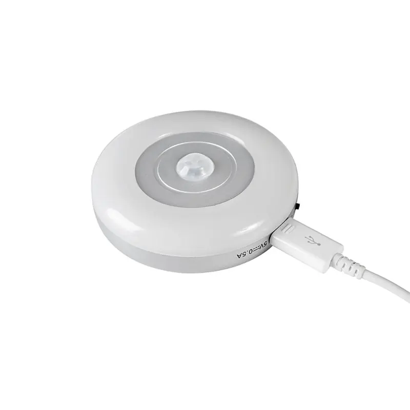Luminaire LED rechargeable par USB avec détecteur de mouvement ROND