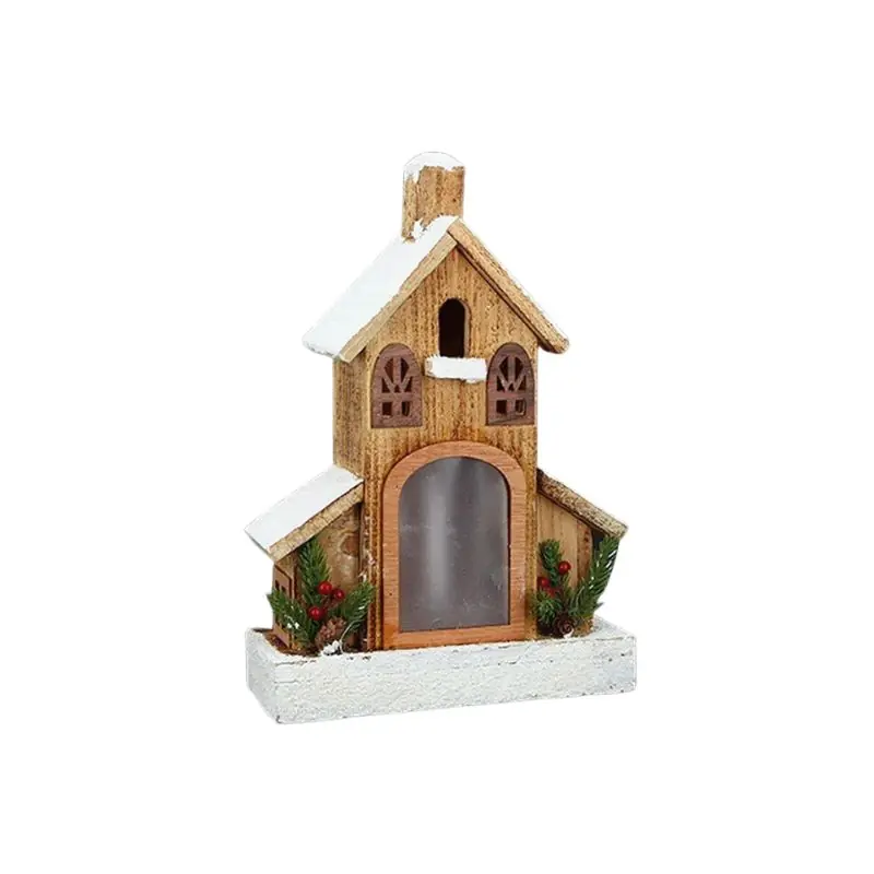 Maison en bois Flamme 21LED 33cm
