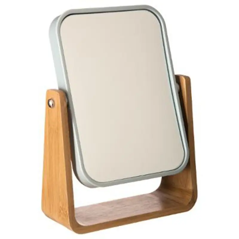 Miroir à poser en bambou rectangulaire 22x16cm - Blanc