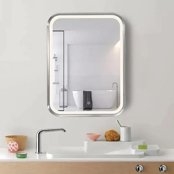 Miroir LED Rectangulaire 35W 60x80cm + Interrupteur Tactile ALU pour Salle de Bain