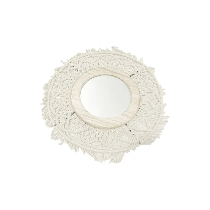 Miroir rond macramé 50x50x7 cm - Beige