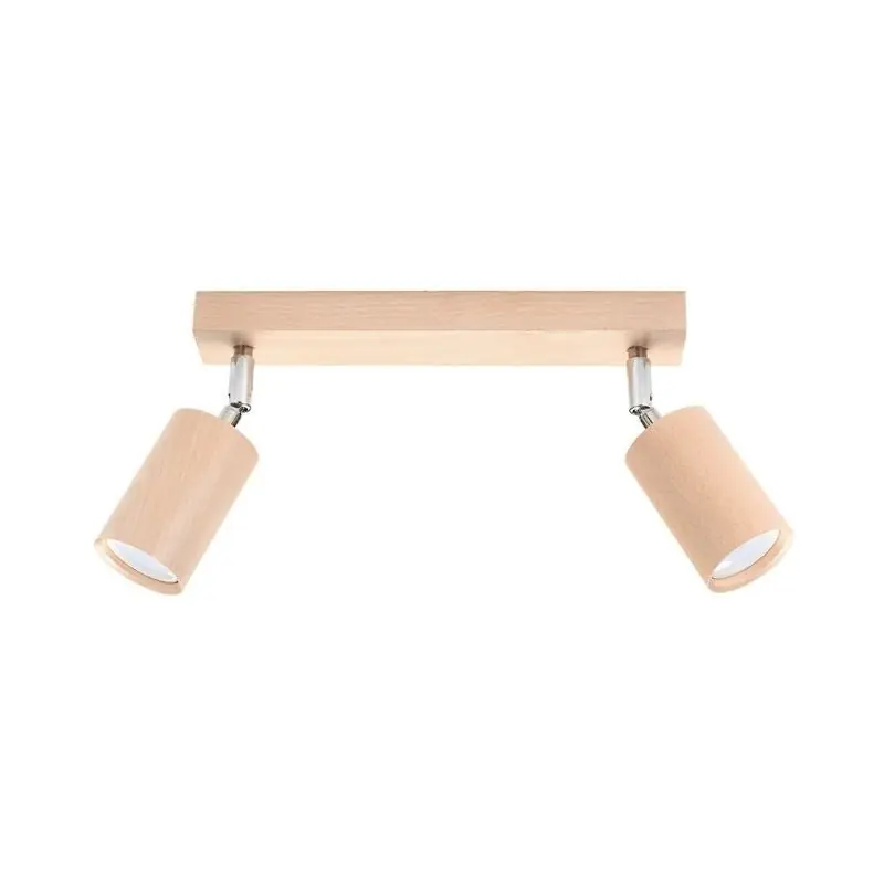 Plafonnier 2 Spots Orientables Bois pour Ampoule GU10