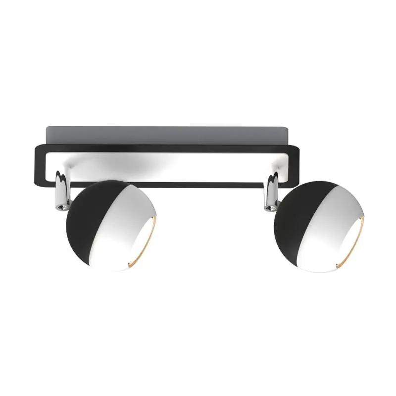 Plafonnier Carré Noir et Blanc 2 Spots Orientables en Saillie pour Ampoule GU10