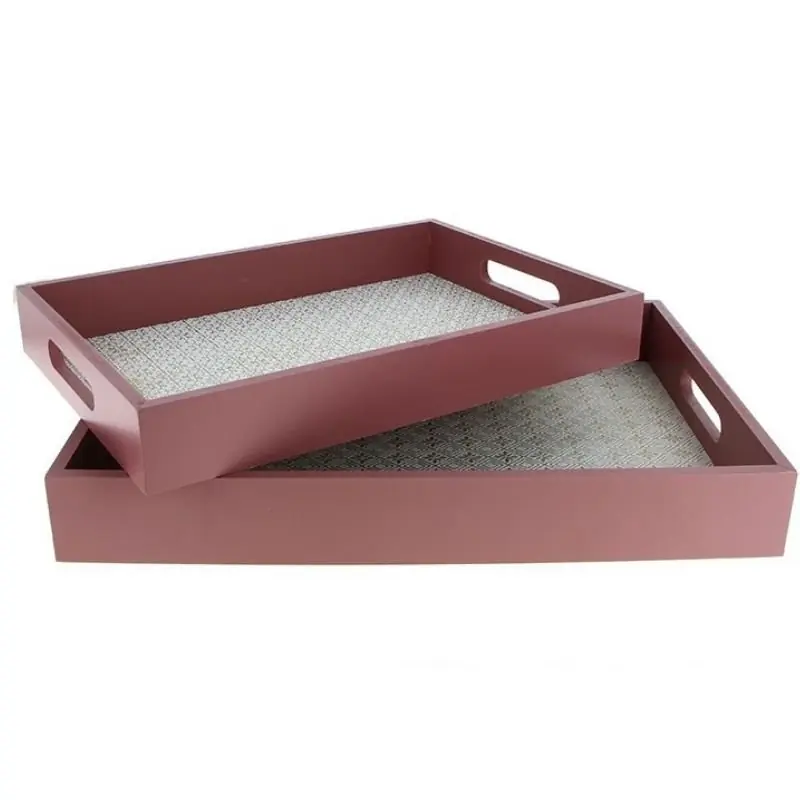 Plateaux Décoratifs en bois x 2 Rouge Cerise
