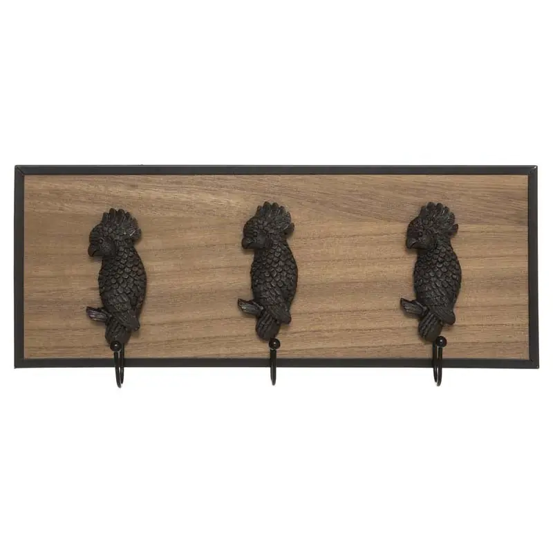 Porte Manteau Mural Bois Oiseaux 3 crochets