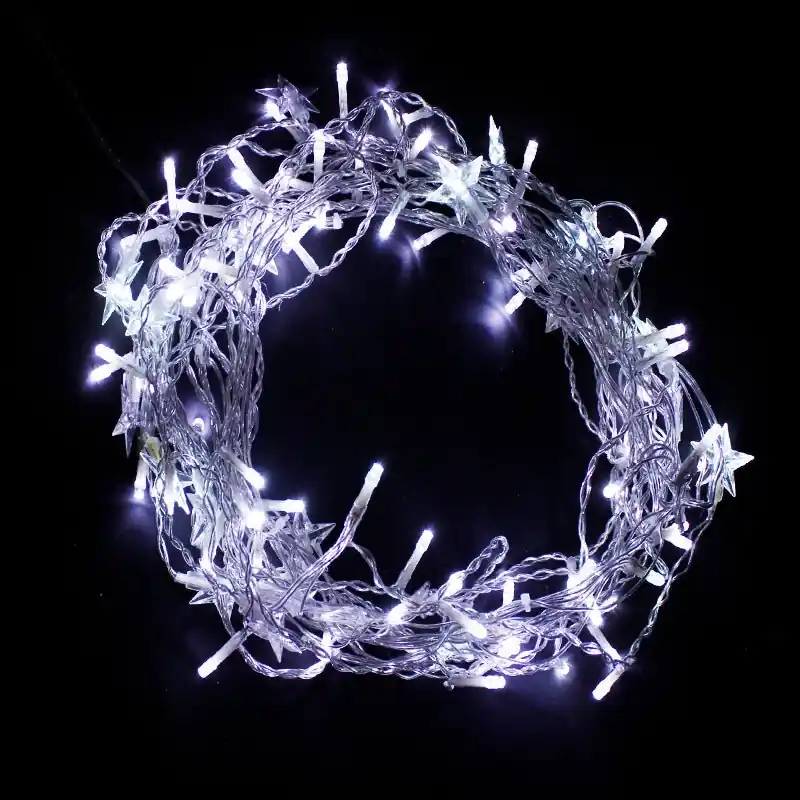 Rideau lumineux 100LED IP44 2x0.7M - câble transparent, BLANC FROID