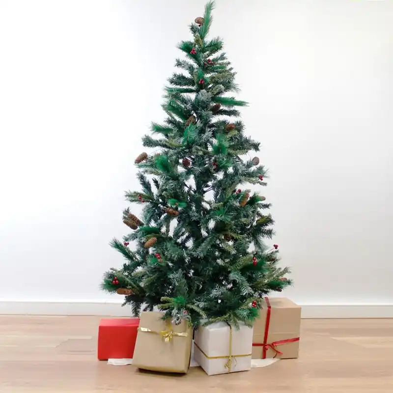 Sapin Artificiel 180cm luxe 660 têtes avec Pins et Fruits Rouges
