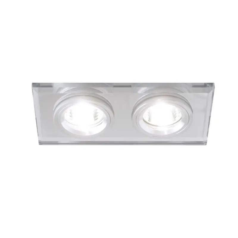 Support Double Encastrable Verre et Chrome pour Ampoule LED GU10 + Douille