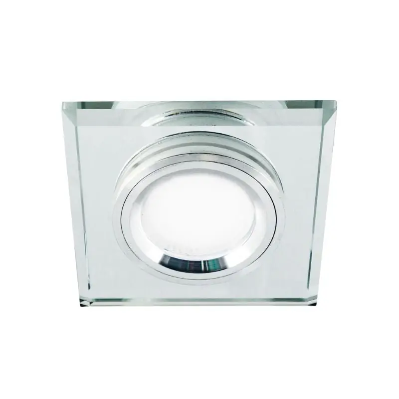 Support Simple Encastrable Verre et Chrome pour Ampoule LED GU10 + Douille
