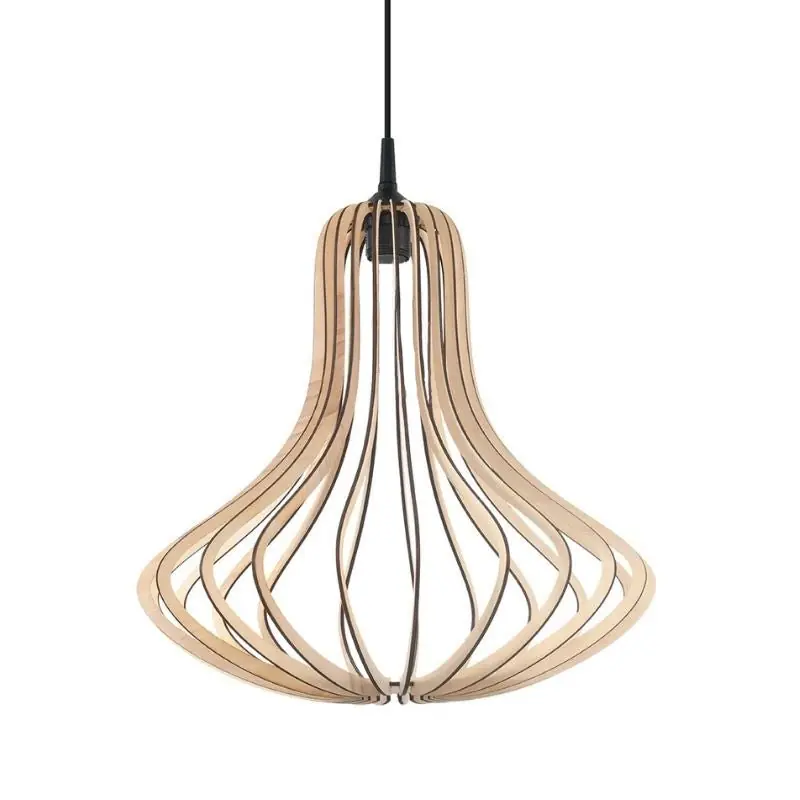 Suspension Bois Forme Poire pour Ampoule E27