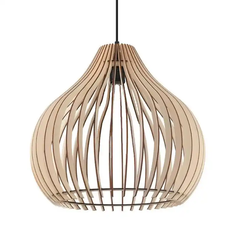 Suspension Bois Sphère pour Ampoule E27
