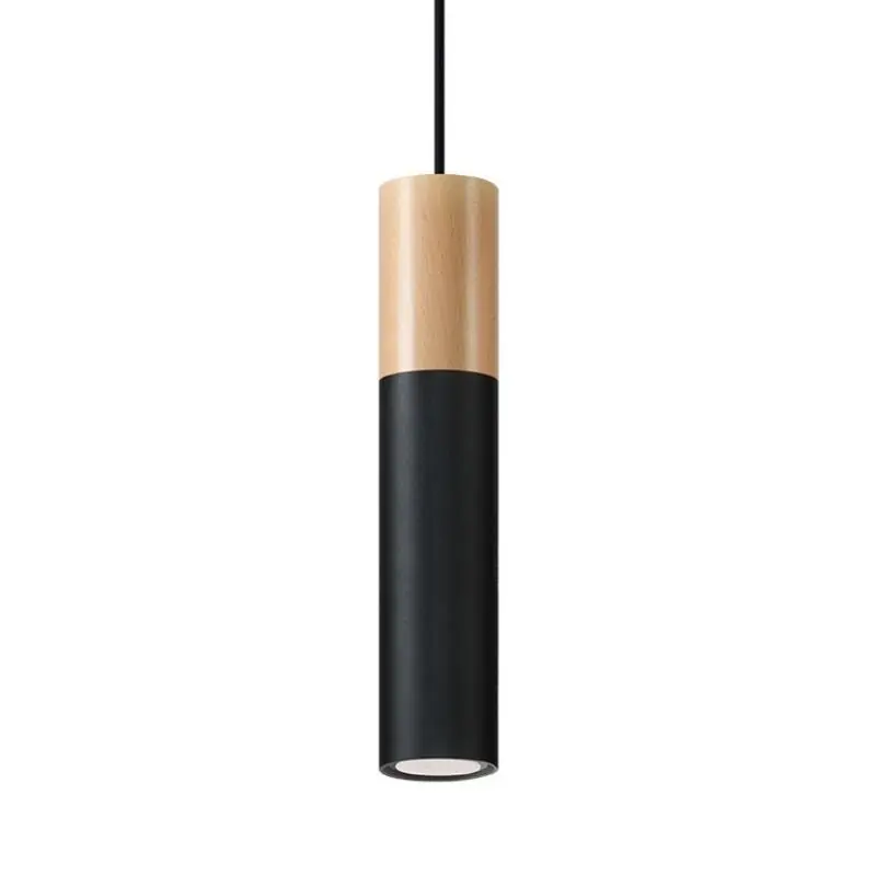 Suspension Lampe Bois Noire pour Ampoule GU10