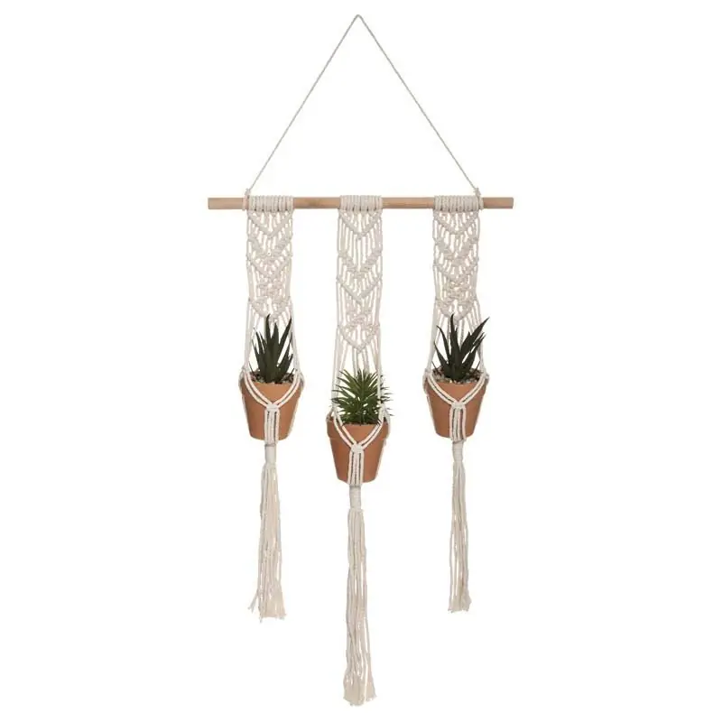 Suspension plantes artificiellesx3 68cm avec pot en terre cuite