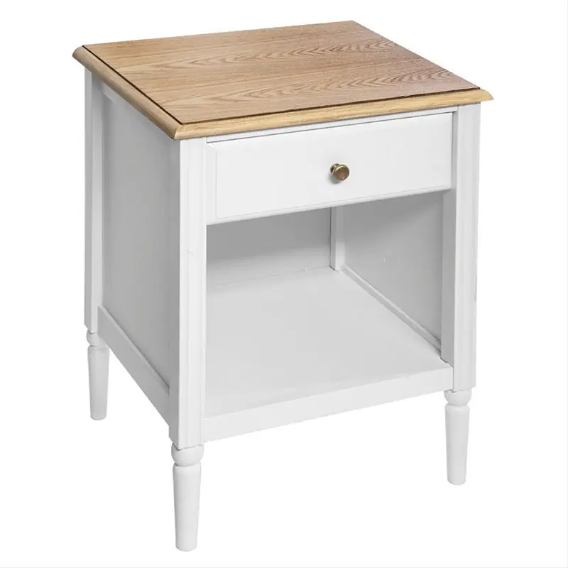 Table de Chevet avec Rangement 1 Tiroir - Blanc