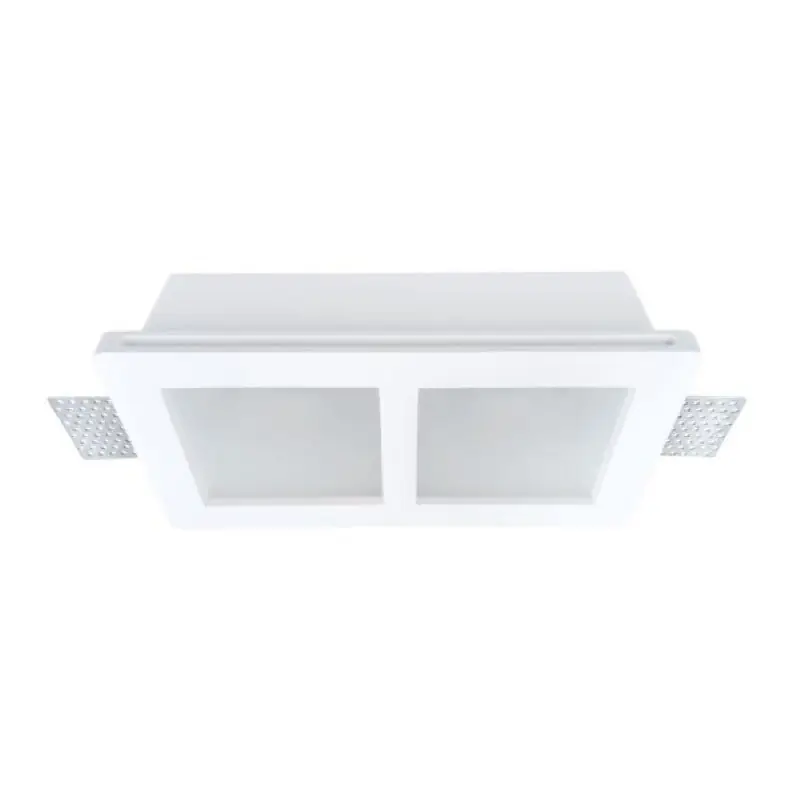 Support Spot GU10 Double LED Carré Blanc ø215mm + vitres opaques